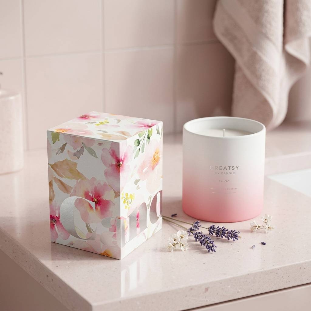 Elegant Pink Floral Design Packaging Box for Candle Jars Elegant Pink Floral Design Packaging Box for Candle Jars