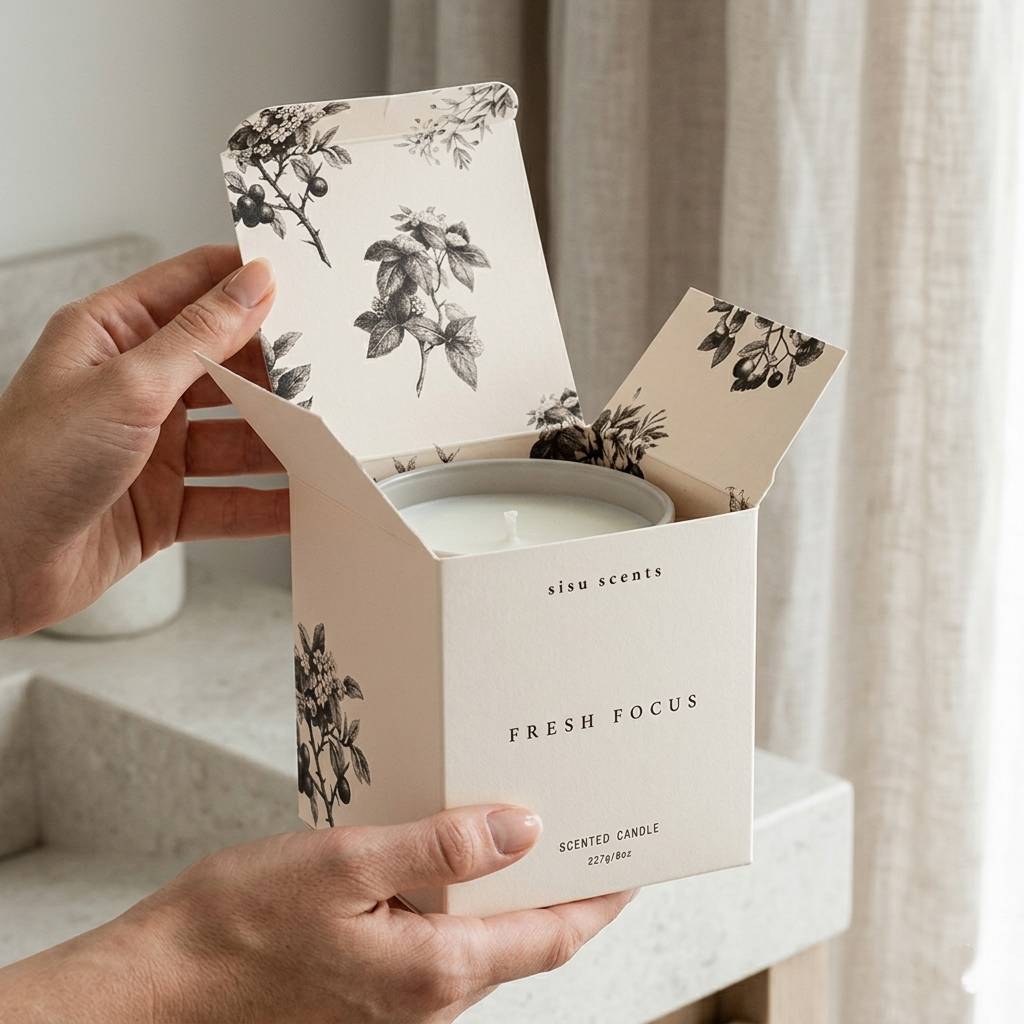 Botanical Printed Paper Candle Box Botanical Printed Paper Candle Box