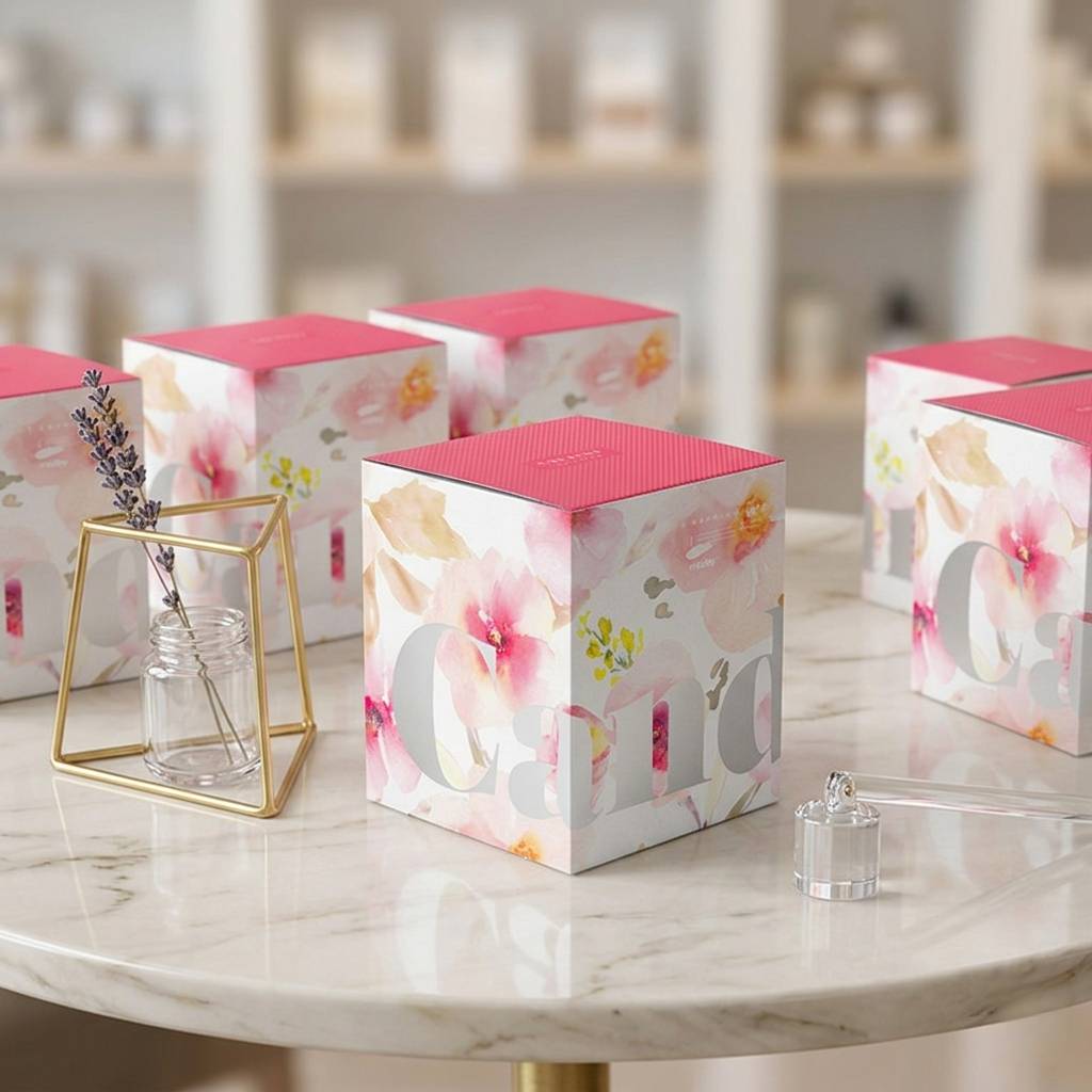 Custom Floral Printed Paper Box for Scented Candles Custom Floral Printed Paper Box for Scented Candles