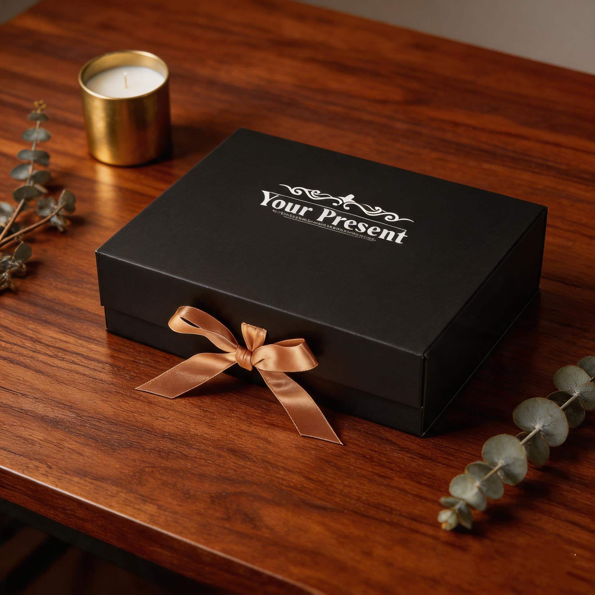 Personalized Black Gift Boxes with Ribbon for Perfume and Corporate Gifting Personalized Black Gift Boxes with Ribbon for Perfume and Corporate Gifting