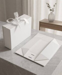 Personalized White Gift Boxes with Ribbon Tie for Boutique Brands