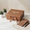 Custom Brown Folding Gift Box with Ribbon Closure