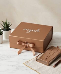 Custom Brown Folding Gift Box with Ribbon Closure