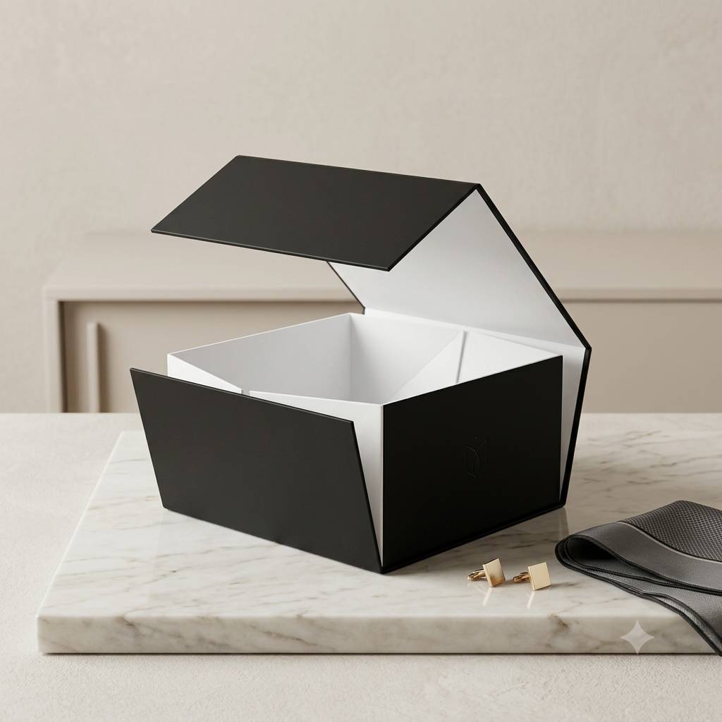Minimalist Black Custom Folding Paper Box For Luxury Retail Minimalist Black Custom Folding Paper Box For Luxury Retail