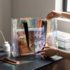 Custom Hologram Bag With Stylish Black Webbing Handles