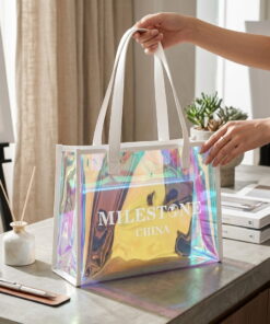Wholesale Personalized Holographic Tote Bags With White Handles