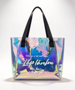 Custom Logo Hologram Bag With Stylish Black Handles Wholesale
