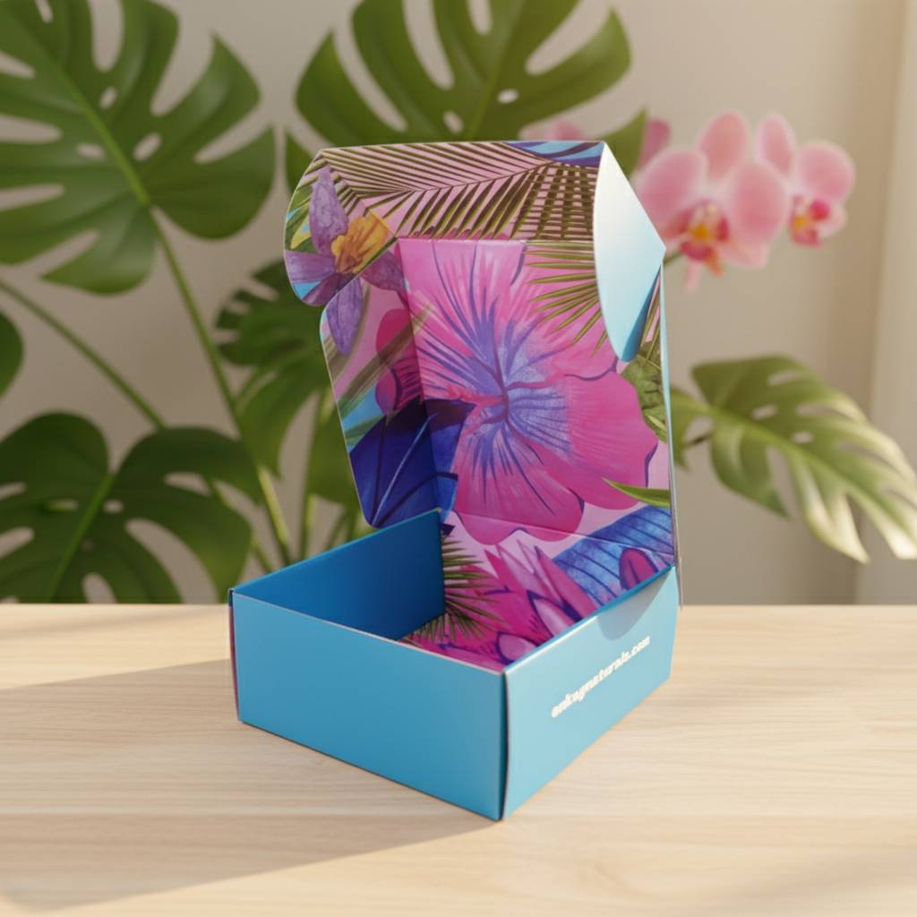 Eco-Friendly Custom Corrugated Subscription Box with Vibrant Interior Print Eco-Friendly Custom Corrugated Subscription Box with Vibrant Interior Print