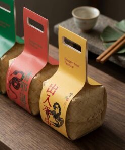 Elegant Festive Packaging Paper Sleeve With Handle For Rice Dumplings