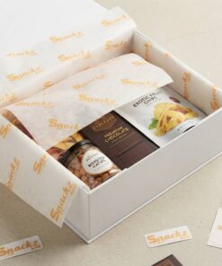 White Branded Wrapping Paper with Logo for Snack Subscription Boxes