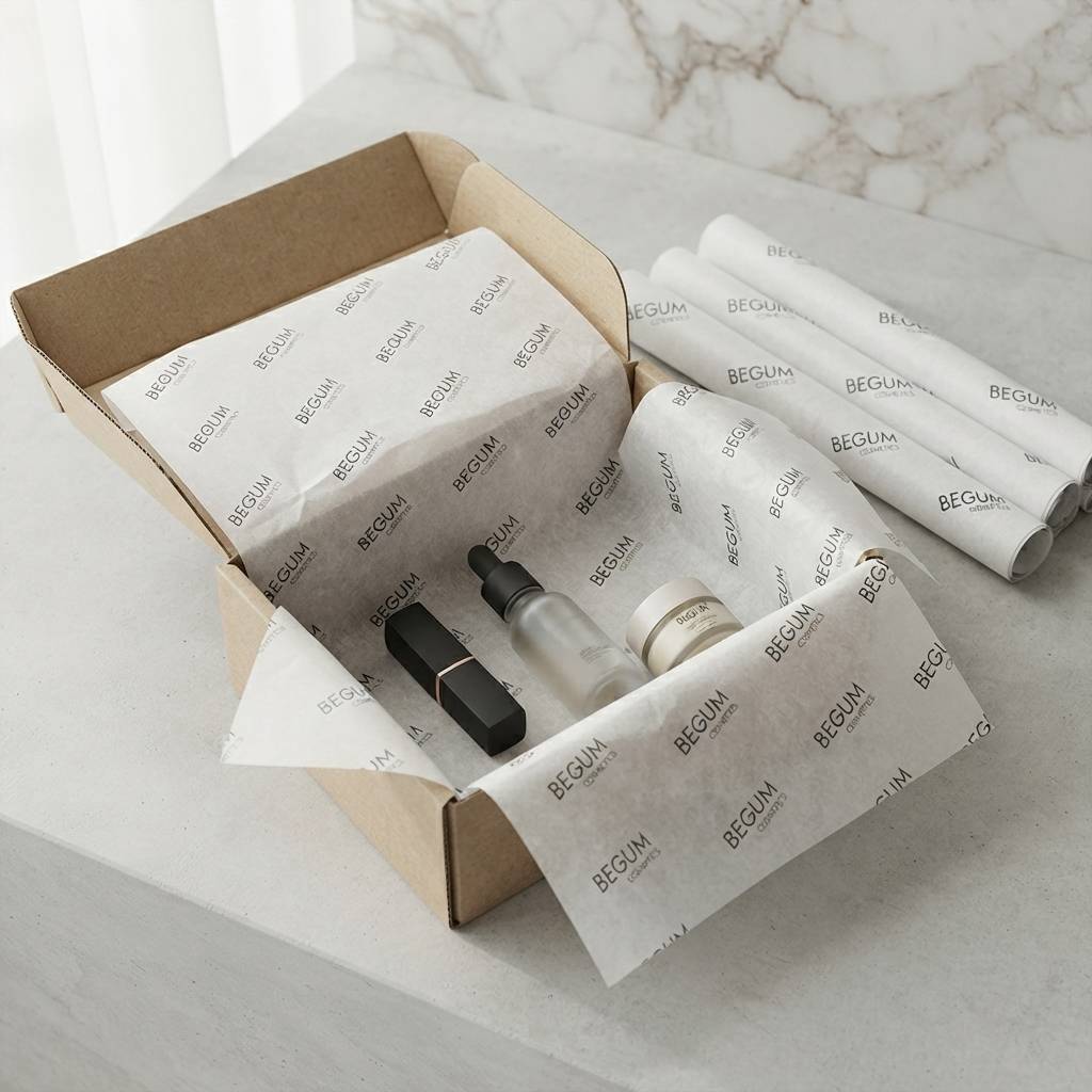 Eco-Friendly Custom Printed Tissue Paper for Cosmetics Gift Boxes Eco-Friendly Custom Printed Tissue Paper for Cosmetics Gift Boxes