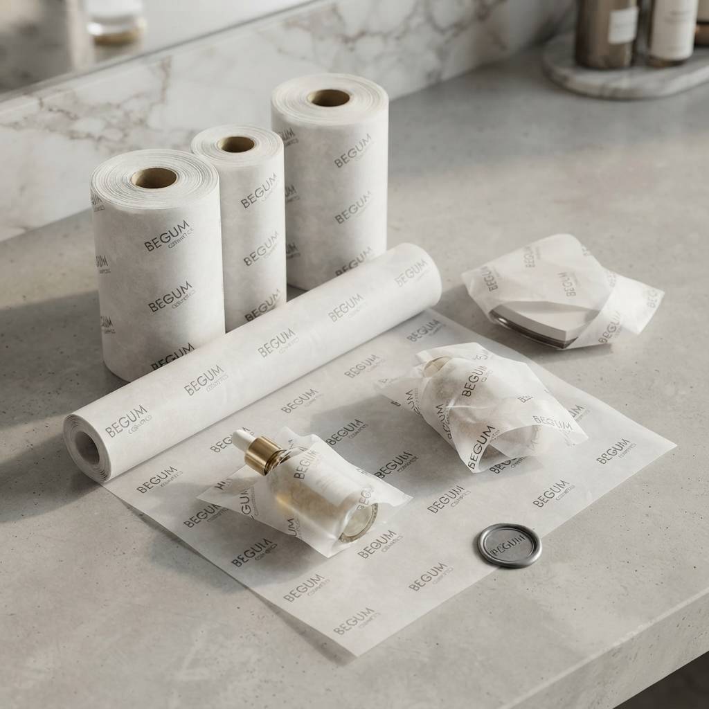 Custom Branded Printed Logo Tissue Paper for Skincare Packaging Custom Branded Printed Logo Tissue Paper for Skincare Packaging