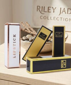 Black and gold cosmetic packaging boxes for lipstick