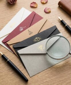 Custom gold foil stamped colored paper envelopes wholesale