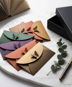 Premium textured paper envelopes with 3D butterfly clasp factory