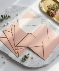 Bulk luxury pink greeting card envelopes with gold border
