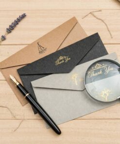 Wholesale luxury thank you card paper envelopes with foil