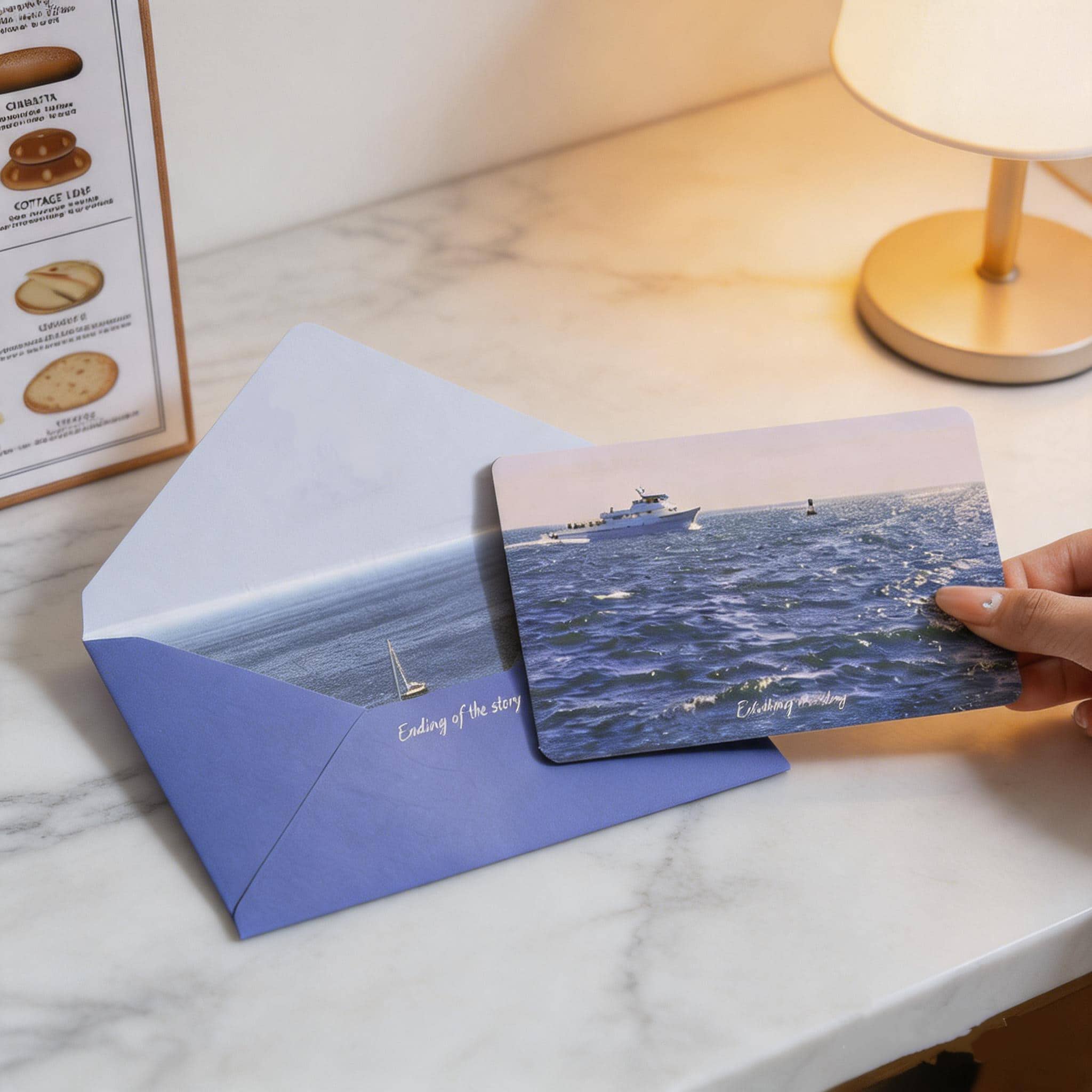 Wholesale Custom Blue Ocean Design Envelope and Card Set Wholesale Custom Blue Ocean Design Envelope and Card Set