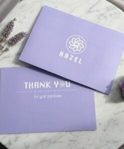 Printed Logo Purple Customer Appreciation Card and Envelope