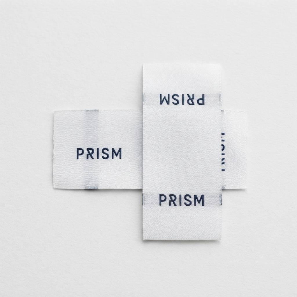 Soft white woven neck tags for apparel Soft white woven neck tags for apparel