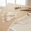 Custom loop fold slogan labels for t-shirts