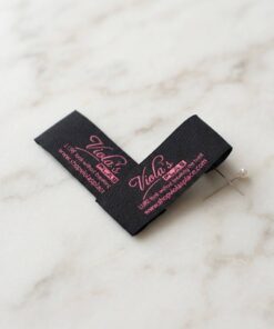 Luxury black fabric labels with custom logo wholesale