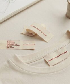 Custom slogan woven neck and care labels