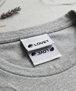 Custom grey center fold woven labels