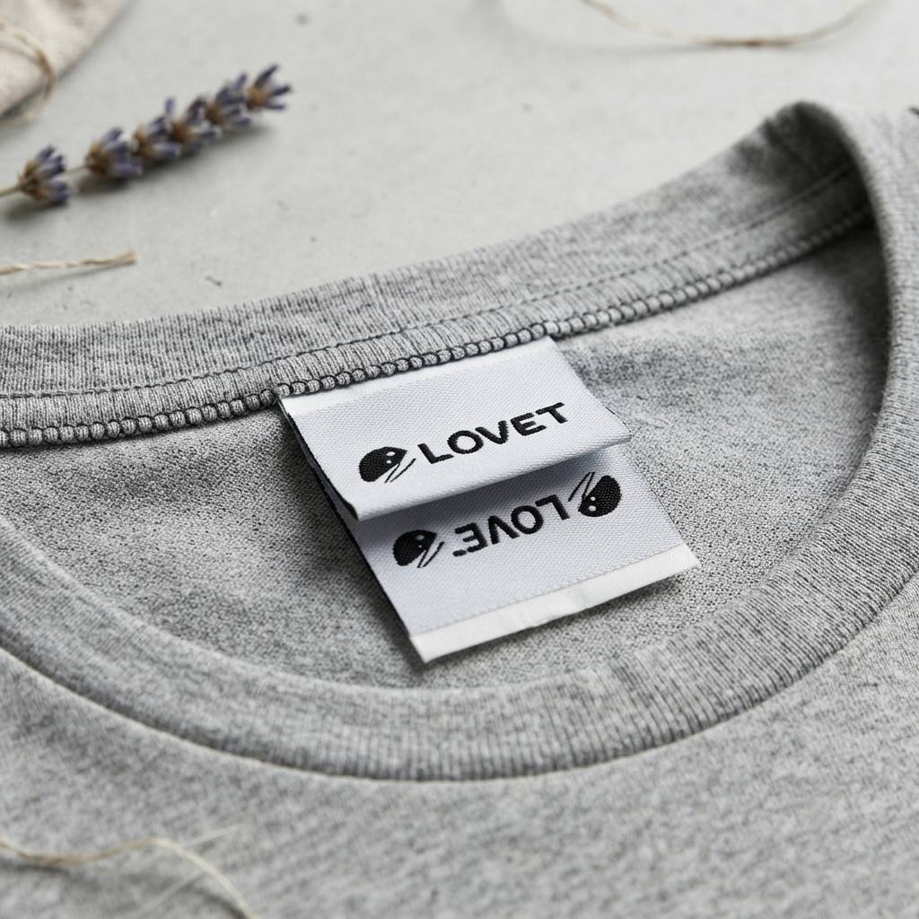 Custom grey center fold woven labels Custom grey center fold woven labels