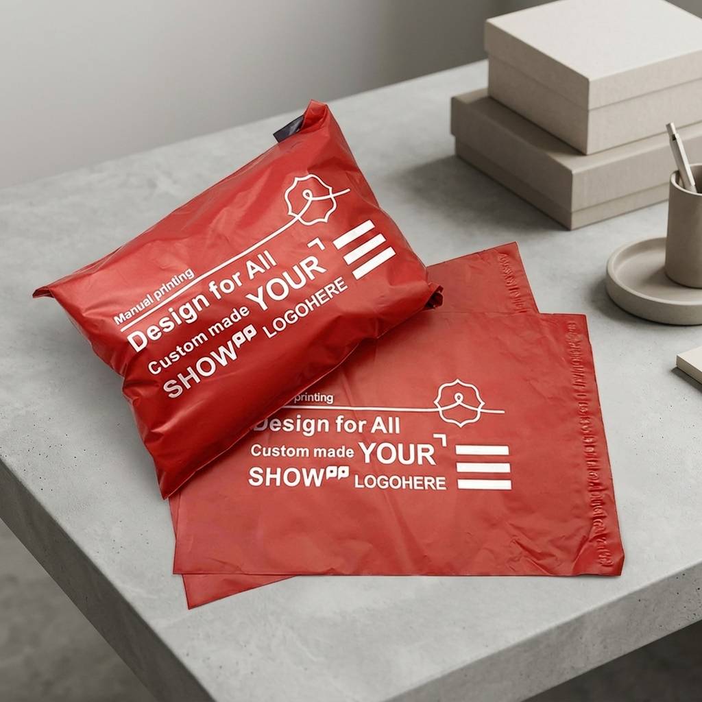 Red Plastic Mailer Envelopes for Apparel and E-commerce Retail Packaging Red Plastic Mailer Envelopes for Apparel and E-commerce Retail Packaging