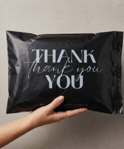 Wholesale Custom Luxury Black Thank You Plastic Mailer Bags