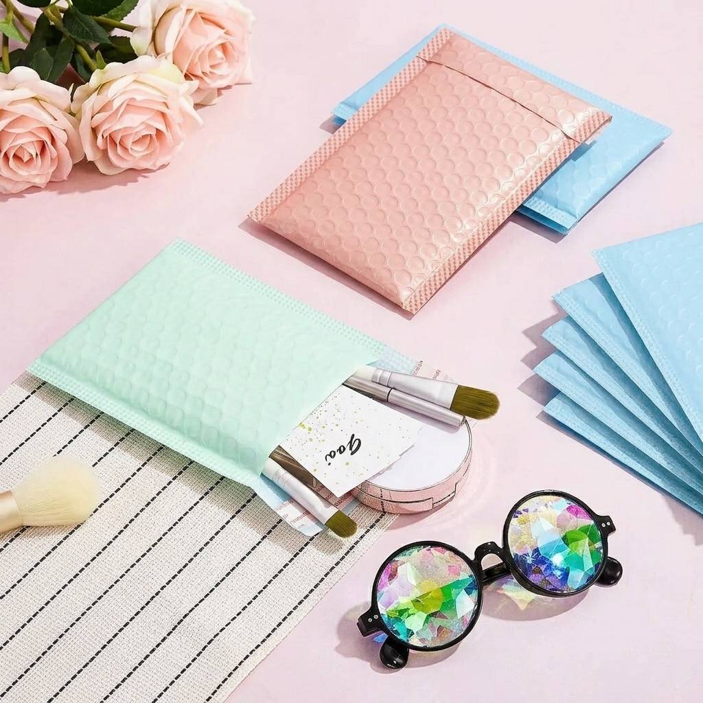 Eco-friendly pastel bubble envelopes for boutique packaging Eco-friendly pastel bubble envelopes for boutique packaging