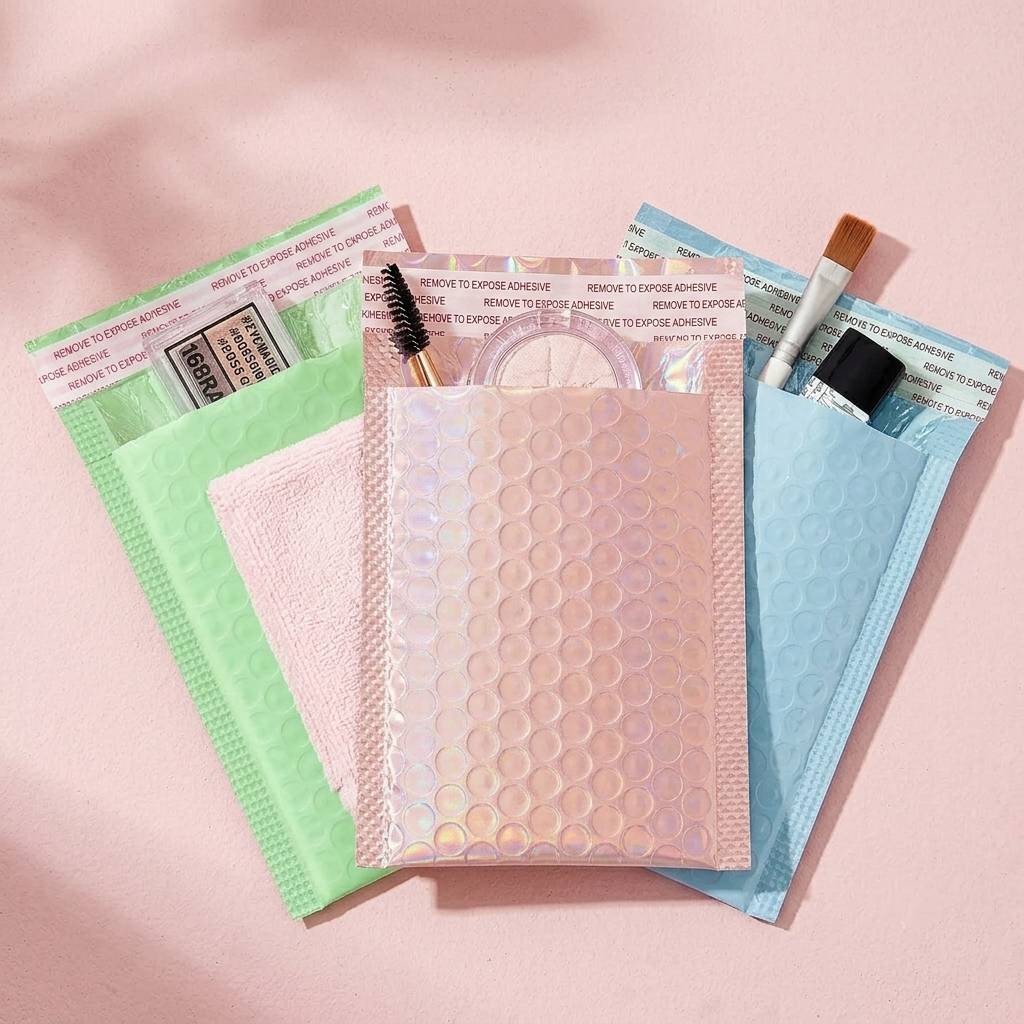 Custom logo poly bubble mailers with pocket for label Custom logo poly bubble mailers with pocket for label