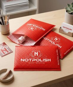 Custom logo red bubble mailing bags for beauty brands