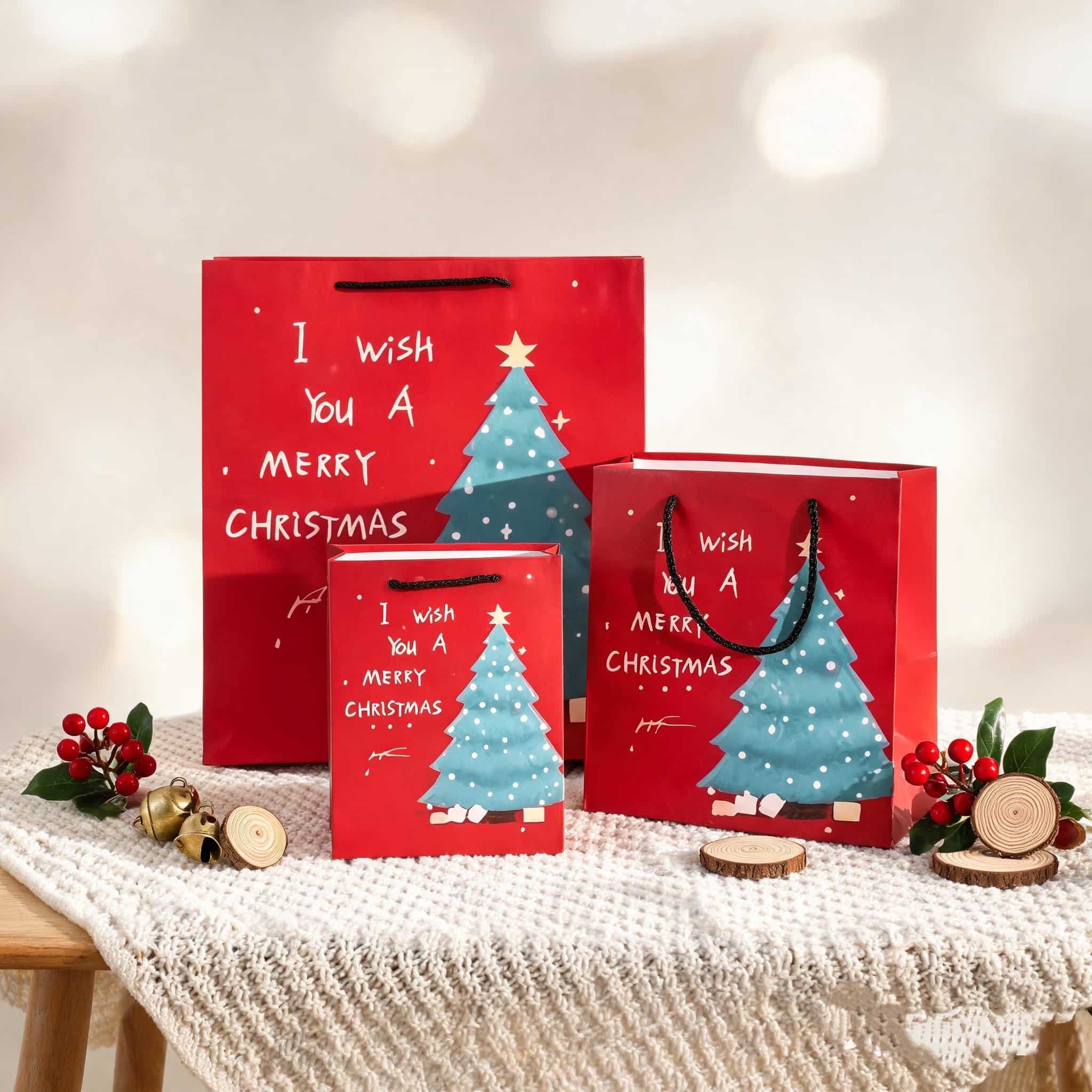 Eco-Friendly Christmas Tree Design Kraft Paper Bags Eco-Friendly Christmas Tree Design Kraft Paper Bags