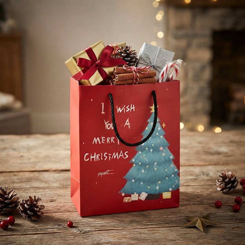 Wholesale Red Christmas Tree Print Paper Gift Bags Wholesale Red Christmas Tree Print Paper Gift Bags