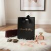 Custom Logo Pure Color Black Paper Tote Bags with Ribbon
