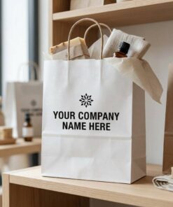 Branded White Paper Tote Bag for Boutiques