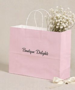 Branded Pink Paper Tote Bag for Boutiques