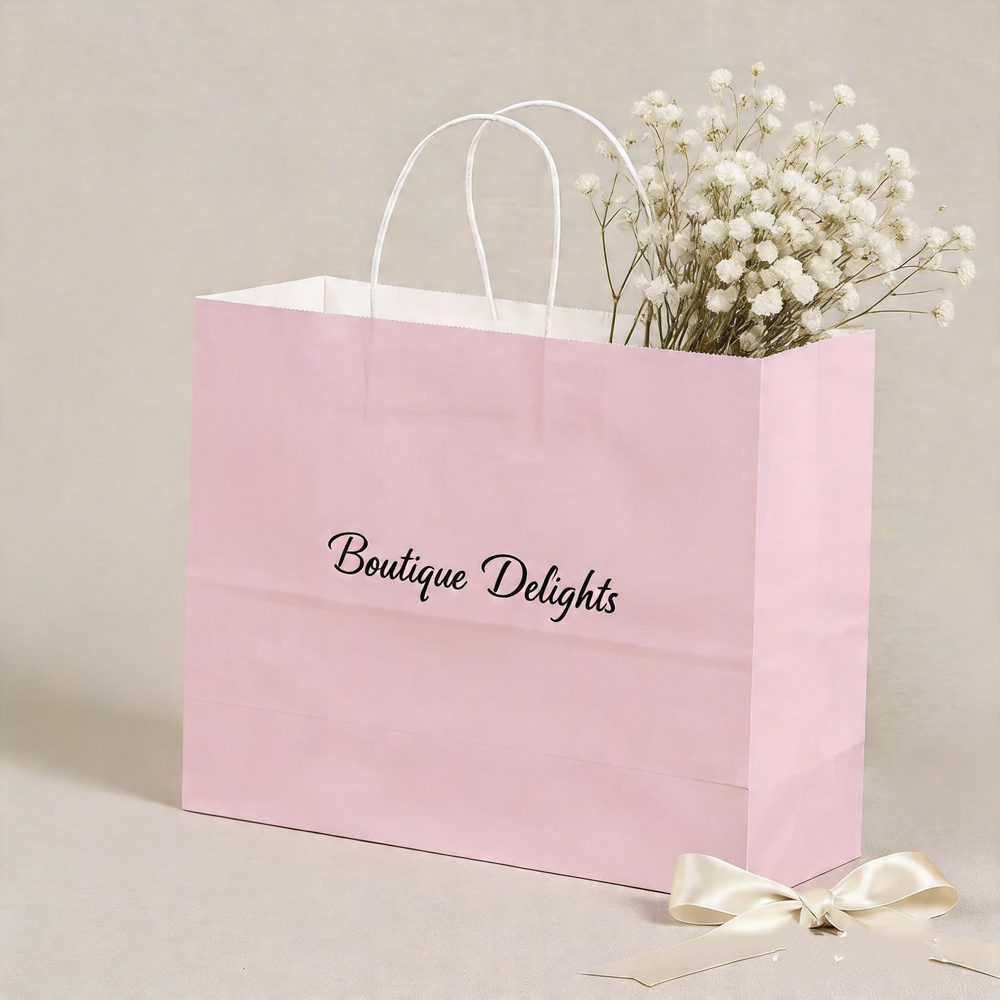 Branded Pink Paper Tote Bag for Boutiques Branded Pink Paper Tote Bag for Boutiques