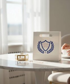Custom Exclusive Logo Eco-Friendly Paper Shopping Tote Bags with Die-Cut Handles
