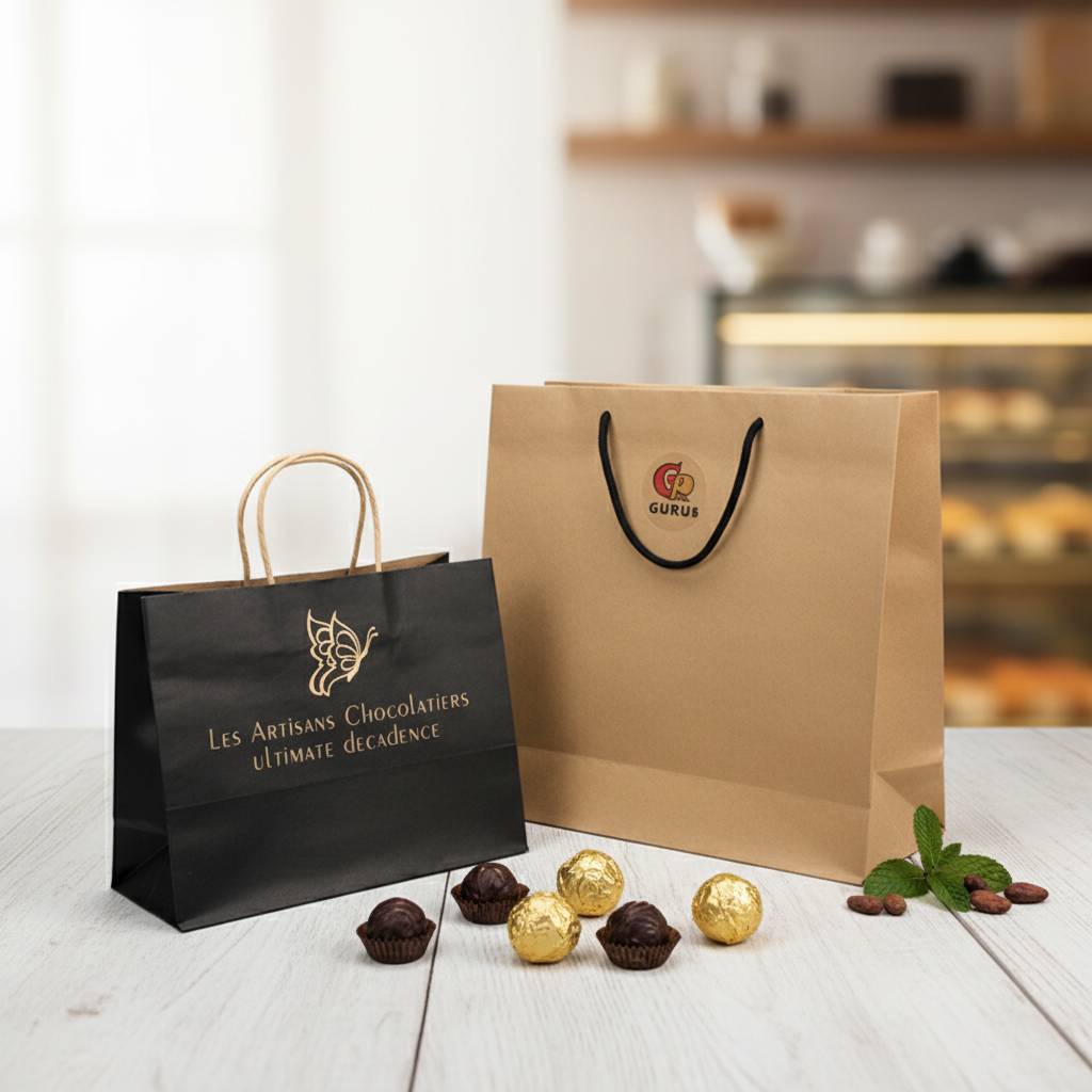 High-End Black Cardboard and Kraft Paper Tote Bags with Handles High-End Black Cardboard and Kraft Paper Tote Bags with Handles