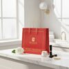 Eco-Friendly Red Paper Bags with Gold Border for Retail