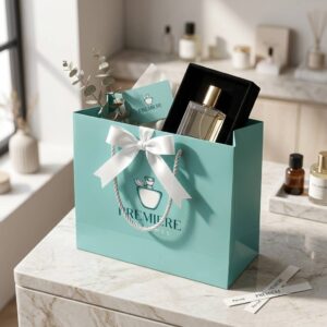 Custom Eco-Friendly Retail Paper Shopping Bag with Ribbon Handles Custom Eco-Friendly Retail Paper Shopping Bag with Ribbon Handles