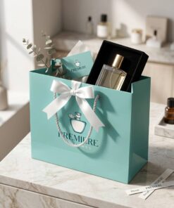 Custom Company Logo Tiffany Blue Bow Paper Packaging Tote Bags