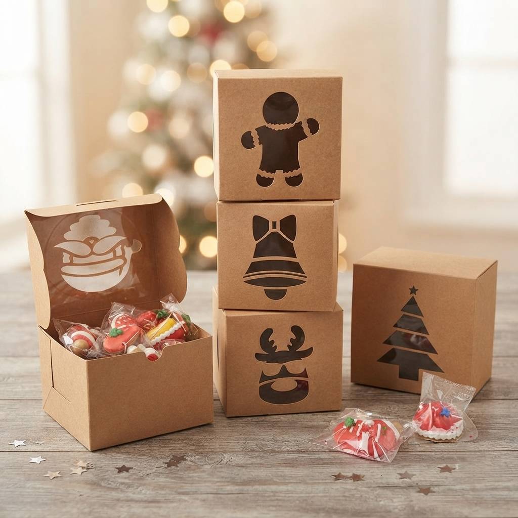 Bulk Kraft Paper Santa Claus Window Bakery Packaging Box Bulk Kraft Paper Santa Claus Window Bakery Packaging Box