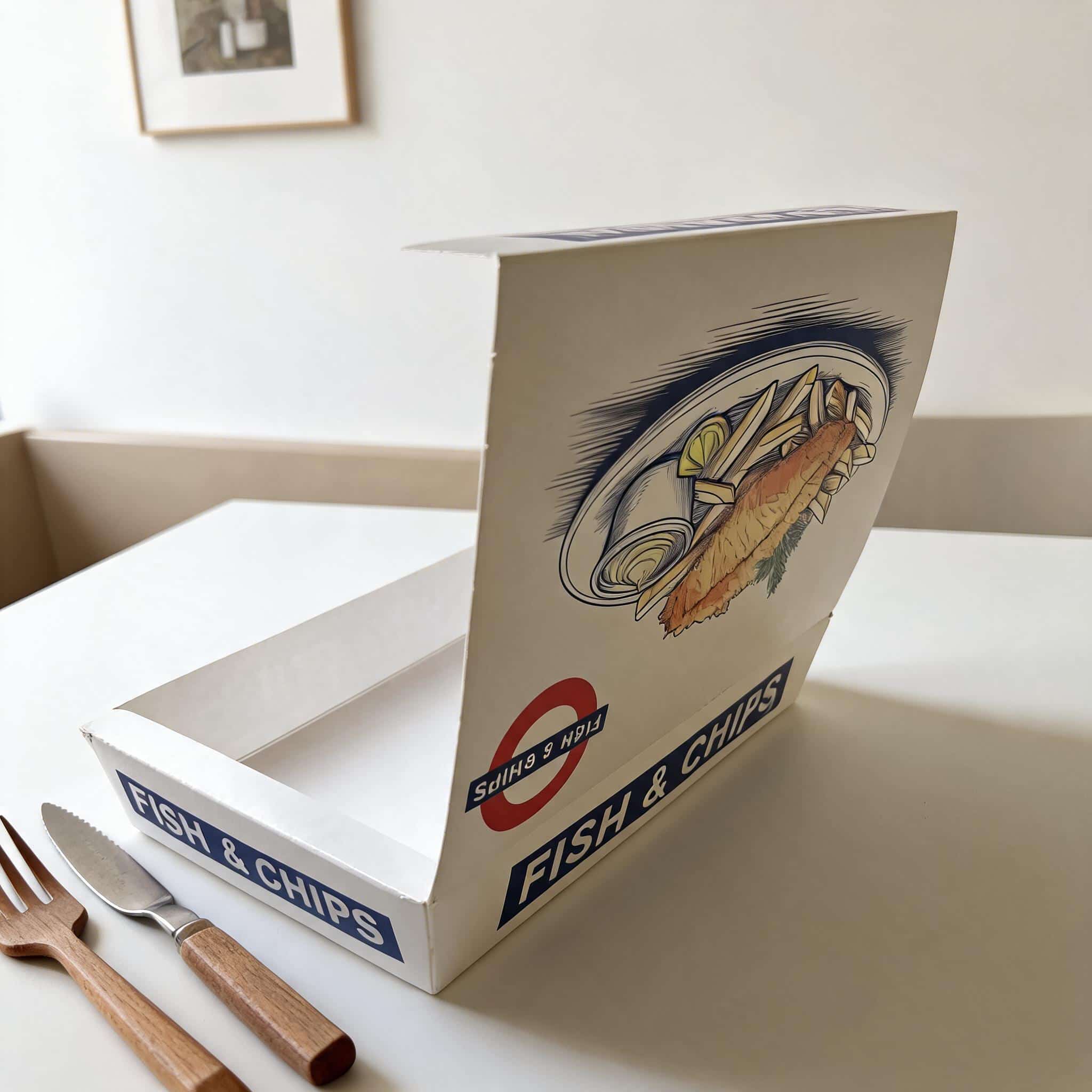 Fish and chips takeaway packaging paper container Fish and chips takeaway packaging paper container