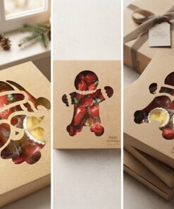 Wholesale Clear Window Christmas Cookie Paper Packaging Box