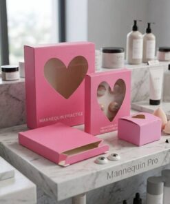 Pink paper packaging box for eyelash extension tools
