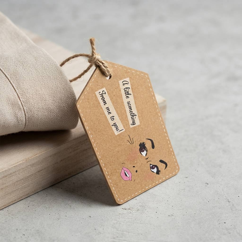 Custom kraft paper hang tags with illustration Custom kraft paper hang tags with illustration